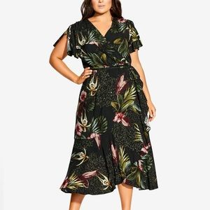 NWT tropical wrap maxi vacation resort dress City Chic plus size 14